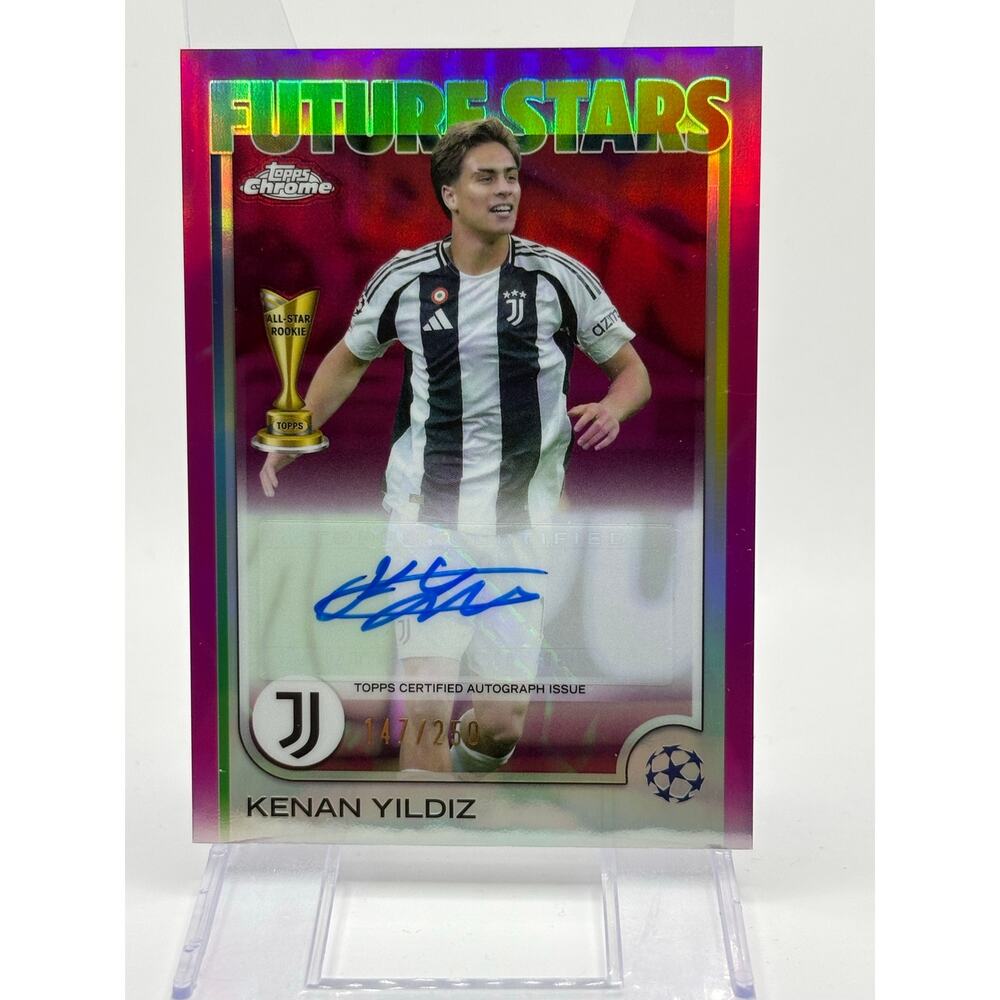 2024-25 Topps Chrome UEFA Kenan Yildiz Future Stars Pink Auto 147/250 SP Turkiye